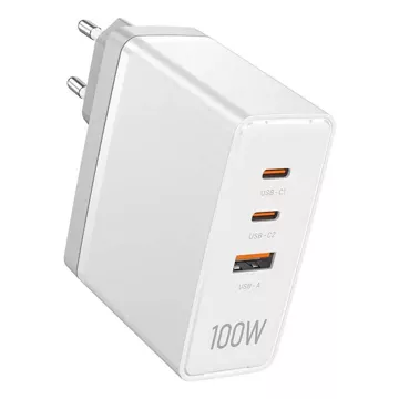 Ładowarka Sieciowa Vention FEGW0-EU 2xUSB-C USB-A GaN 100W Biała