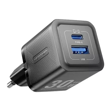 Ładowarka Sieciowa Vention FEQB0-EU USB-C USB-A GaN 30W Czarna