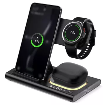 Ładowarka bezprzewodowa dla Samsung: Stacja ładowania bezprzewodowa 3 w 1 do Samsung Galaxy Watch 7/6/5/4/3 Pro Classic, Galaxy Buds do S24 Ultra, S23, S22, S21, S20, Note 20/10, Z Fold