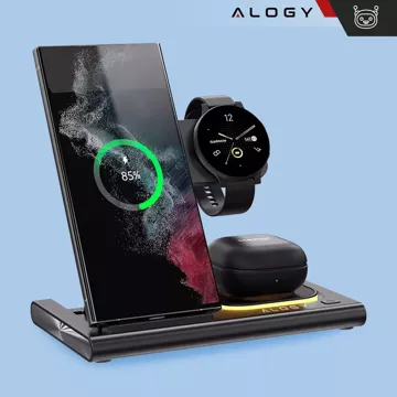 Ładowarka bezprzewodowa dla Samsung: Stacja ładowania bezprzewodowa 3 w 1 do Samsung Galaxy Watch 7/6/5/4/3 Pro Classic, Galaxy Buds do S24 Ultra, S23, S22, S21, S20, Note 20/10, Z Fold