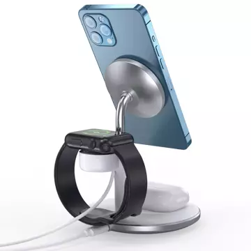 Ładowarka magnetyczna Choetech 3w1 Stojak biurkowy do MagSafe do Apple iPhone AirPods Pro i Watch Biała