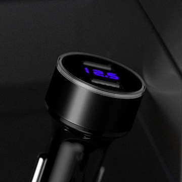 Ładowarka samochodowa Alogy do auta 2x USB z wyświetlaczem LED Czarna