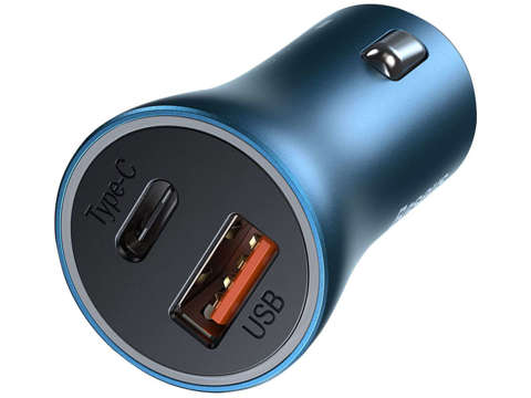 Ładowarka samochodowa Baseus USB+ USB-C QC3.0 PD 40W Blue