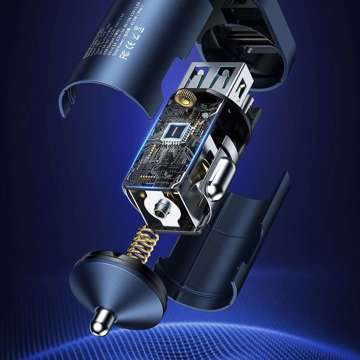Ładowarka samochodowa Joyroom C-A17 USB + USB-C 42.5W QC PD AFC SCP Dark Blue