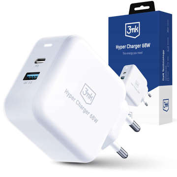 Ładowarka sieciowa 68W USB-C PD USB QC 3mk szybka Hyper Charger GaN 3.0 PPS Biała