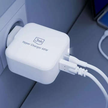 Ładowarka sieciowa 68W USB-C PD USB QC 3mk szybka Hyper Charger GaN 3.0 PPS Biała