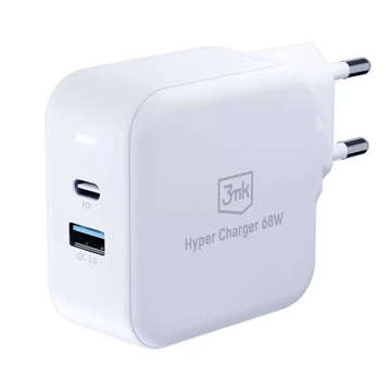 Ładowarka sieciowa 68W USB-C PD USB QC 3mk szybka Hyper Charger GaN 3.0 PPS Biała