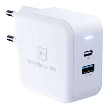 Ładowarka sieciowa 68W USB-C PD USB QC 3mk szybka Hyper Charger GaN 3.0 PPS Biała