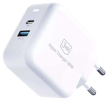 Ładowarka sieciowa 68W USB-C PD USB QC 3mk szybka Hyper Charger GaN 3.0 PPS Biała