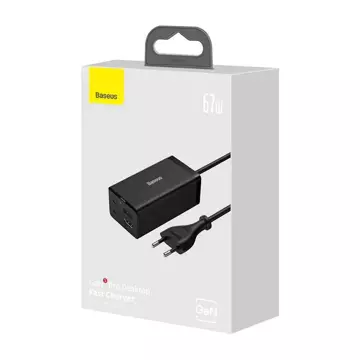 Ładowarka sieciowa Baseus GaN5 Pro 2xUSB-C + USB + HDMI, 67W (czarna)