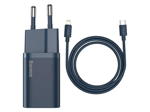 Ładowarka sieciowa Baseus PD 20W + kabel USB-C Type C do Lightning Blue