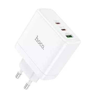 Ładowarka sieciowa HOCO 2 x Typ C + USB A QC PD 65W GaN Biała