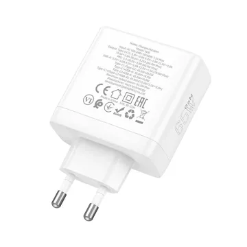 Ładowarka sieciowa HOCO 2 x Typ C + USB A QC PD 65W GaN Biała