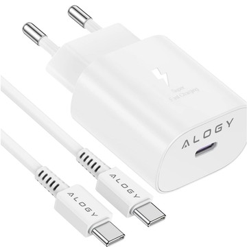 Ładowarka sieciowa USB-C typ C PD Premium szybka 45W 3A + Kabel Type-C 1M Alogy Biała