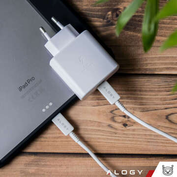 Ładowarka sieciowa USB-C typ C PD Premium szybka 45W 3A + Kabel Type-C 1M Alogy Biała