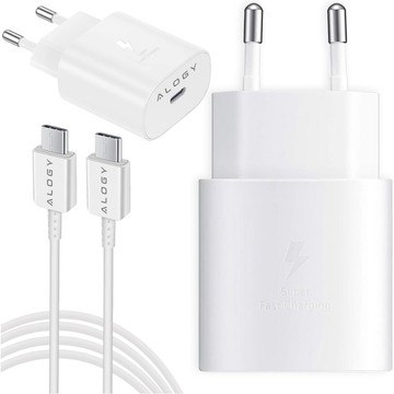 Ładowarka sieciowa USB-C typ C PD Premium szybka 45W 3A + Kabel Type-C 1M Alogy Biała