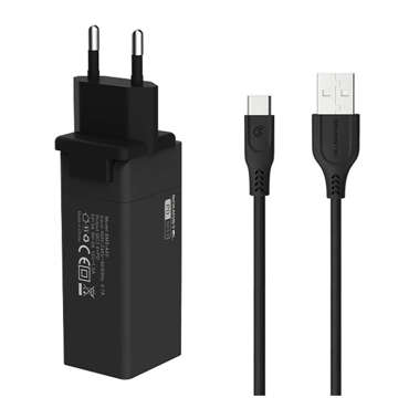 Ładowarka sieciowa USB QC 3.0 USB-C Power Delivery PD szybka 40W + Kabel USB-C typ C Czarna