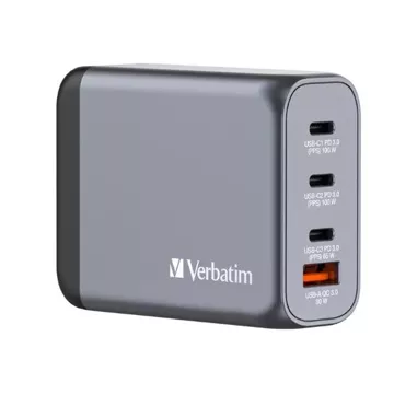 Ładowarka sieciowa Verbatim GaN 100W 3xUSB-C/USB-A + Adapter