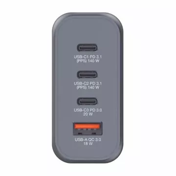 Ładowarka sieciowa Verbatim GaN 140W 3xUSB-C/USB-A + Adapter