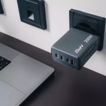 Ładowarka sieciowa Verbatim GaN 200W 3xUSB-C/USB-A + Adapter 