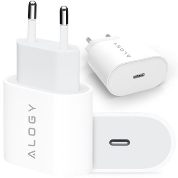 Ładowarka sieciowa szybka mocna 35W USB-C USB typ C PD GaN do iPhone Alogy Biała