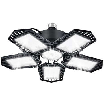 Lampa LED sufitowa warsztatowa Halogen żarówka z panelami E27 50W garażowa czarna