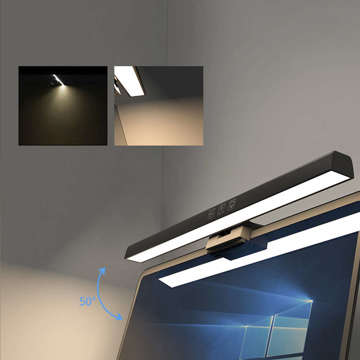 Lampa lampka LED biurkowa nad monitor, komputer, ekran LCD regulowana listwa czarna