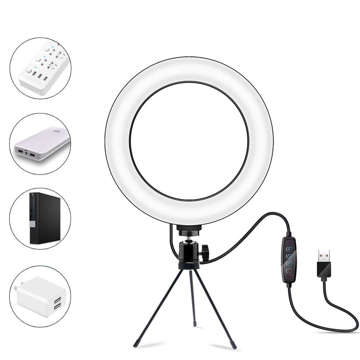 Lampa pierścieniowa LED Ring Lamp 16cm mini Stojak Statyw Tripod Oświetlenie do zdjęć makijażu Selfie