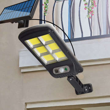 Lampa solarna 120 LED COB z panelem zewnętrznym z czujnikiem ruchu i zmierzchu PIR + Pilot