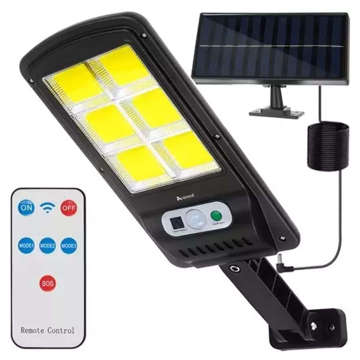 Lampa solarna 120 LED COB z panelem zewnętrznym z czujnikiem ruchu i zmierzchu PIR + Pilot