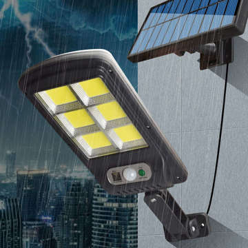 Lampa solarna 120 LED COB z panelem zewnętrznym z czujnikiem ruchu i zmierzchu PIR + Pilot