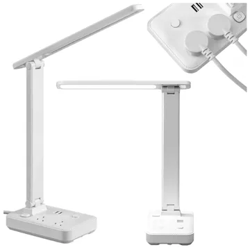 Lampka LED z funkcją ładowania gniazdkiem i stojakiem na telefon Alogy Desk Lamp 2 gniazda sieciowe 2x USB Biała