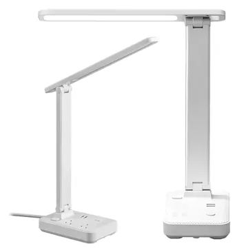 Lampka LED z funkcją ładowania gniazdkiem i stojakiem na telefon Alogy Desk Lamp 2 gniazda sieciowe 2x USB Biała