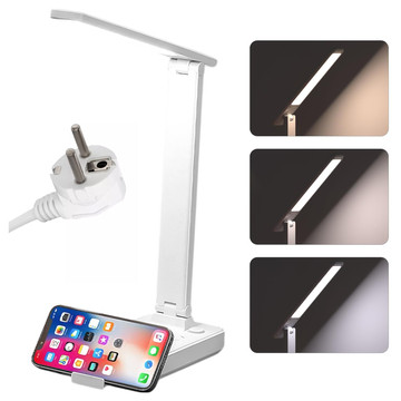 Lampka LED z funkcją ładowania gniazdkiem i stojakiem na telefon Alogy Desk Lamp 2 gniazda sieciowe 2x USB Biała