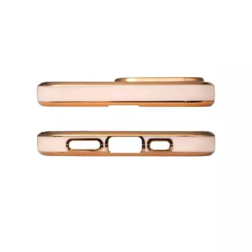 Lighting Color Case etui do iPhone 12 Pro żelowy pokrowiec ze złotą ramką różowy