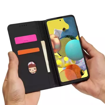 Magnet Card Case etui do Samsung Galaxy A12 5G pokrowiec portfel na karty kartę podstawka czarny