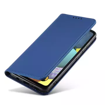 Magnet Card Case etui do Samsung Galaxy A12 5G pokrowiec portfel na karty kartę podstawka niebieski