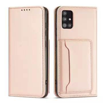 Magnet Card Case etui do Samsung Galaxy A53 5G pokrowiec portfel na karty kartę podstawka różowy