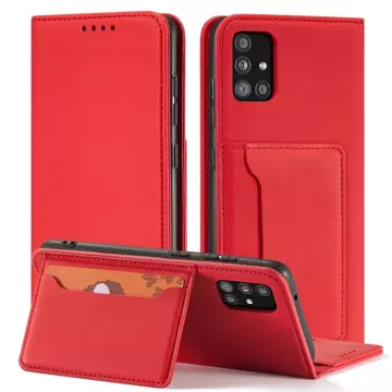 Magnet Card Case etui do Xiaomi Redmi Note 11 Pro pokrowiec portfel na karty kartę podstawka czerwony