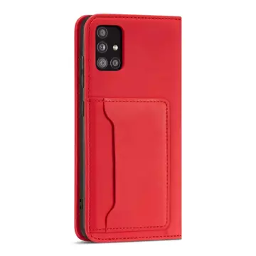 Magnet Card Case etui do Xiaomi Redmi Note 11 Pro pokrowiec portfel na karty kartę podstawka czerwony