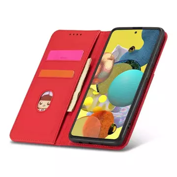 Magnet Card Case etui do Xiaomi Redmi Note 11 pokrowiec portfel na karty kartę podstawka czerwony