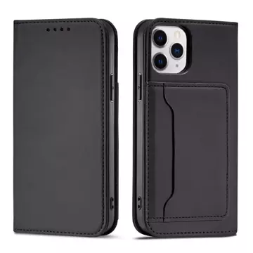 Magnet Card Case etui do iPhone 12 Pro Max pokrowiec portfel na karty kartę podstawka czarny