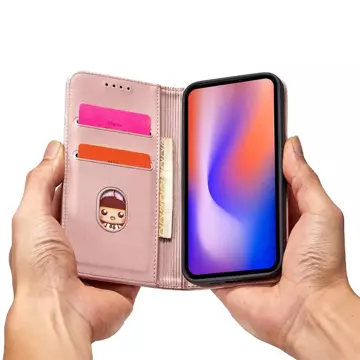 Magnet Card Case etui do iPhone 12 Pro Max pokrowiec portfel na karty kartę podstawka różowy