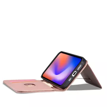 Magnet Card Case etui do iPhone 12 Pro Max pokrowiec portfel na karty kartę podstawka różowy