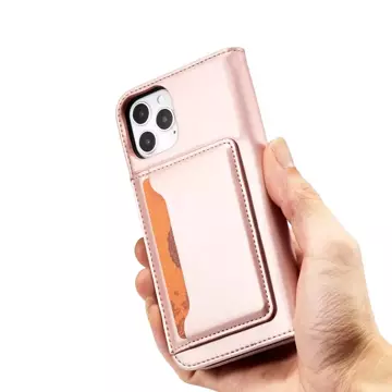 Magnet Card Case etui do iPhone 12 Pro pokrowiec portfel na karty kartę podstawka różowy