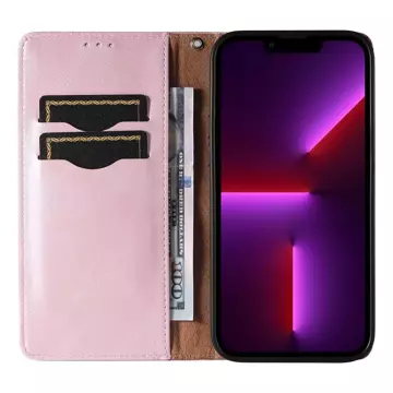 Magnet Strap Case etui do iPhone 12 Pro pokrowiec portfel + mini smycz zawieszka różowy