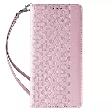 Magnet Strap Case etui do iPhone 12 Pro pokrowiec portfel + mini smycz zawieszka różowy