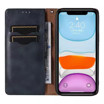 Magnet Strap Case etui do iPhone 13 mini pokrowiec portfel + mini smycz zawieszka niebieski