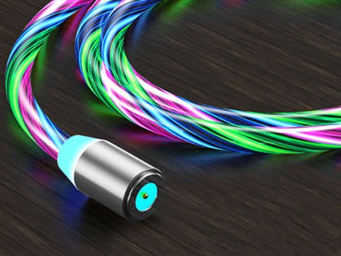 Magnetyczny kabel świecący przewód LED Alogy USB-C Type C 2m Wielokolorowy