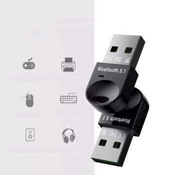 Mini Adapter odbiornik Bluetooth 5.1 Alogy USB-A Sygnał bezprzewodowy Czarny